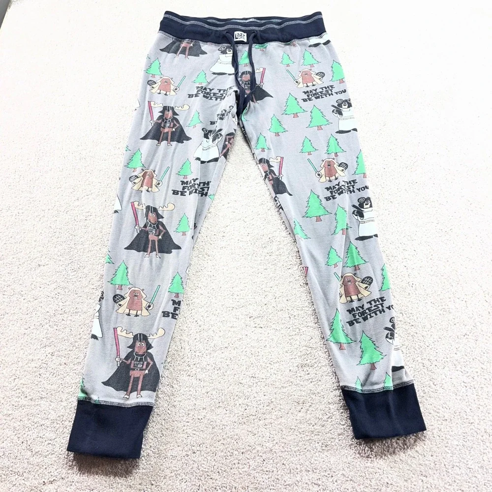 Lazy One Pajama Pants Kids XL Grey May the Forest Be With You Star Wars Parody‎